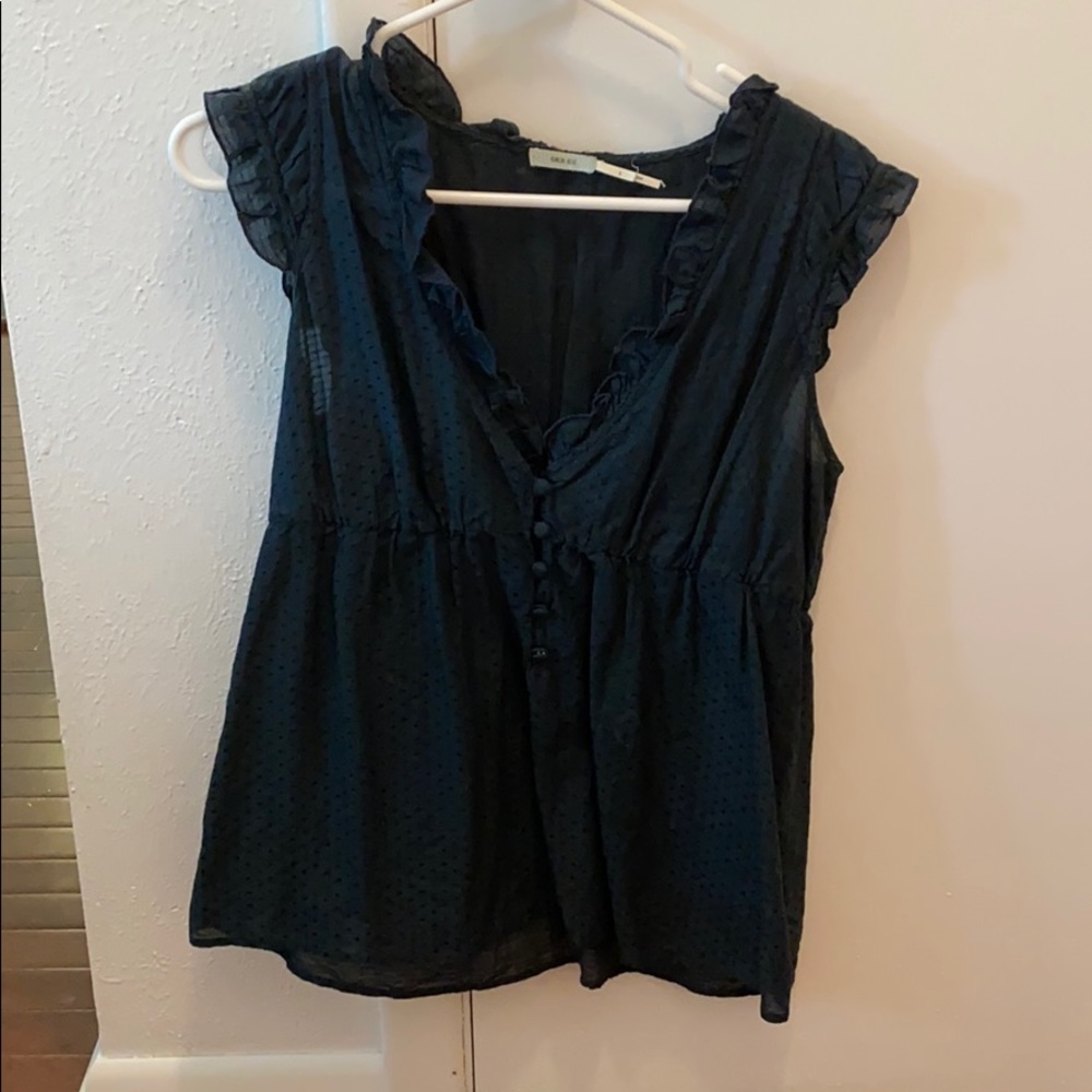 Kimchi Blue silk/cotton Navy Babydoll Blouse